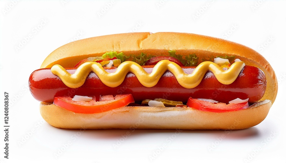 classic hotdog with bun and sausage isolated on white background classic hotdog with bun and sausage isolated on white background