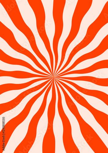 Abstract psychedelic sunburst background. Groovy radial wavy stripe pattern. ...