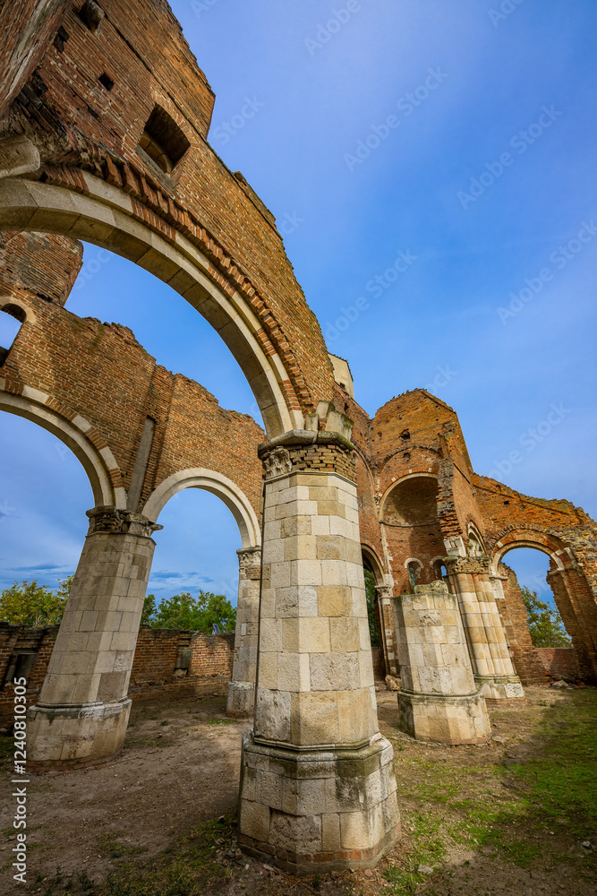 Fototapeta premium Araca (Hungarian: Aracs) is a medieval Romanesque church ruin located about 12 km of Novi Becej, Serbia.