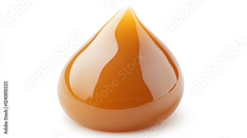 Single caramel drop on a white background