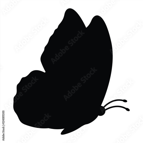 Collection of vector silhouettes of butterflies isolated on white background. Collection of Different Butterfly Poses, Perfect symbol for your web site design, logo, app, UI. Vector illustration, EPS.