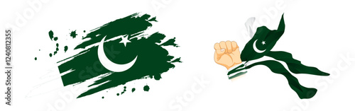 Vector illustration of Pakistan flag composition on transparent background
