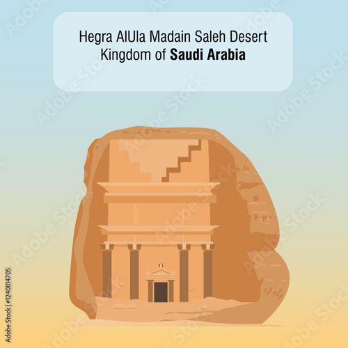  Saudi Arabia Vector Illustrations Set. AlULa, Mada'in Saleh