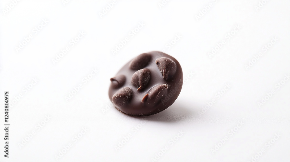 Obraz premium Single chocolate chip on a white background