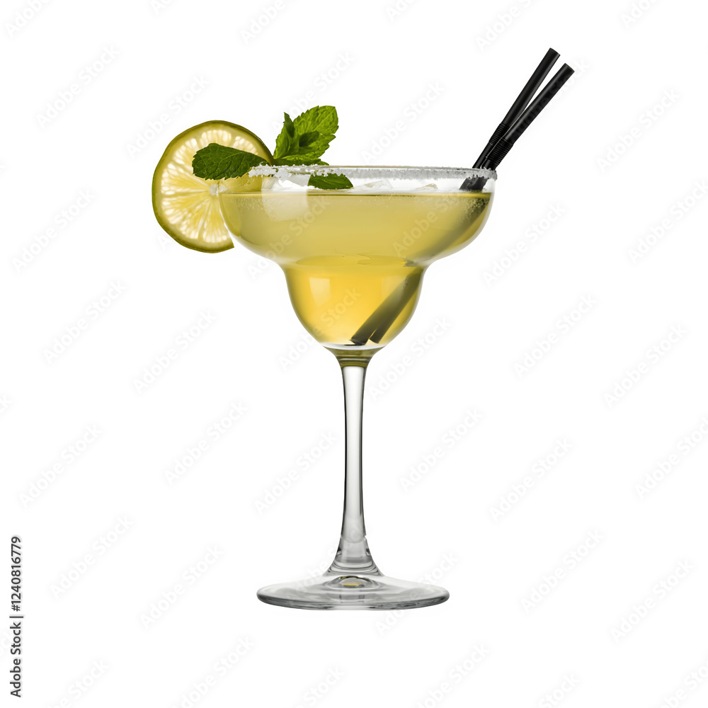 Margarita Cocktail in Glass Transparent Background	
