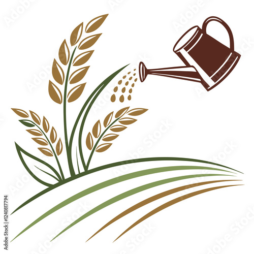 water in plants and crops in green field like a dream