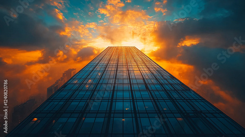 Wallpaper Mural Modern Skyscraper Sunset Dramatic Cityscape Building Architecture blue view urban glass light tower  Torontodigital.ca