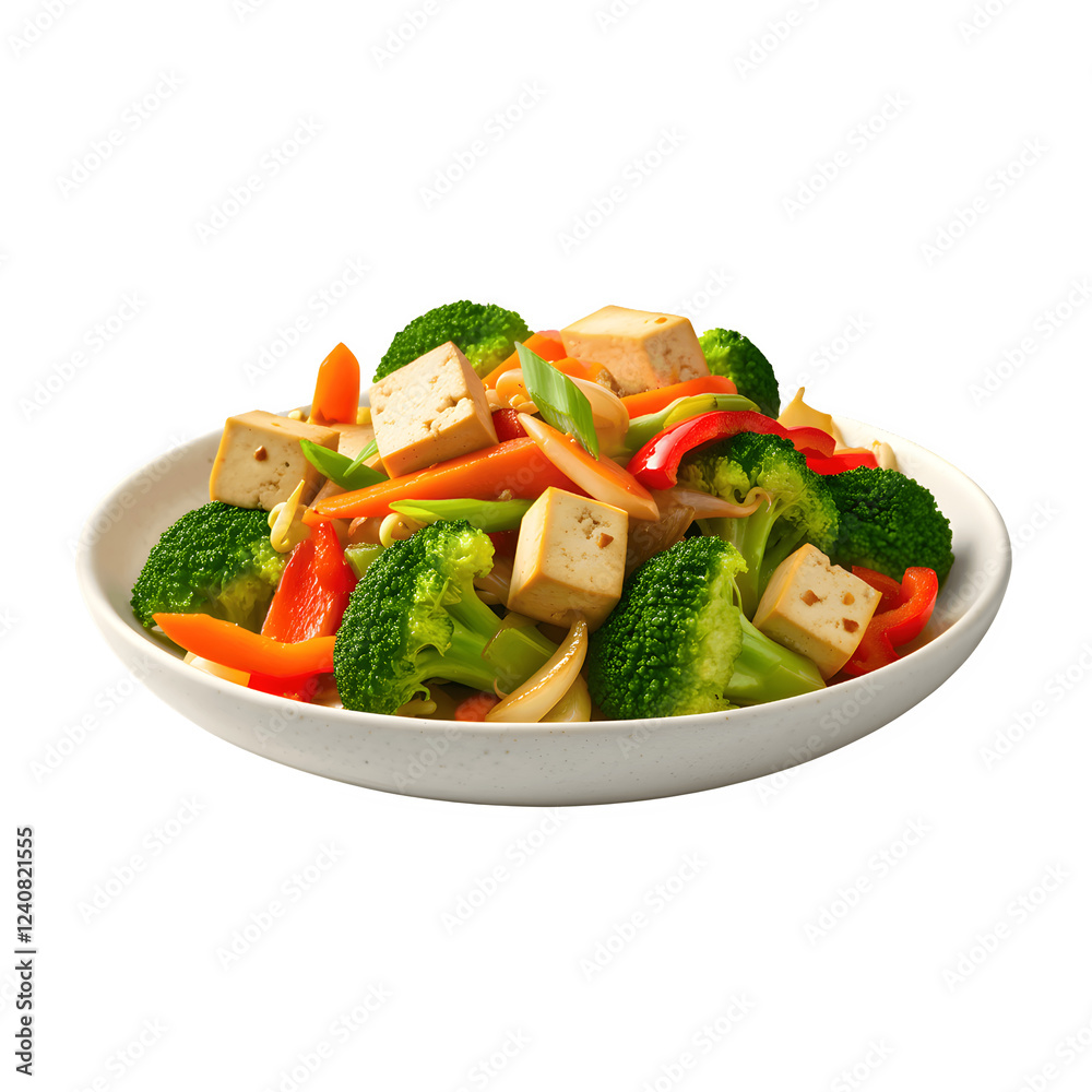 Vegetable Stir Fry with Tofu Transparent Background Vegetable Stir Fry with Tofu Transparent Background