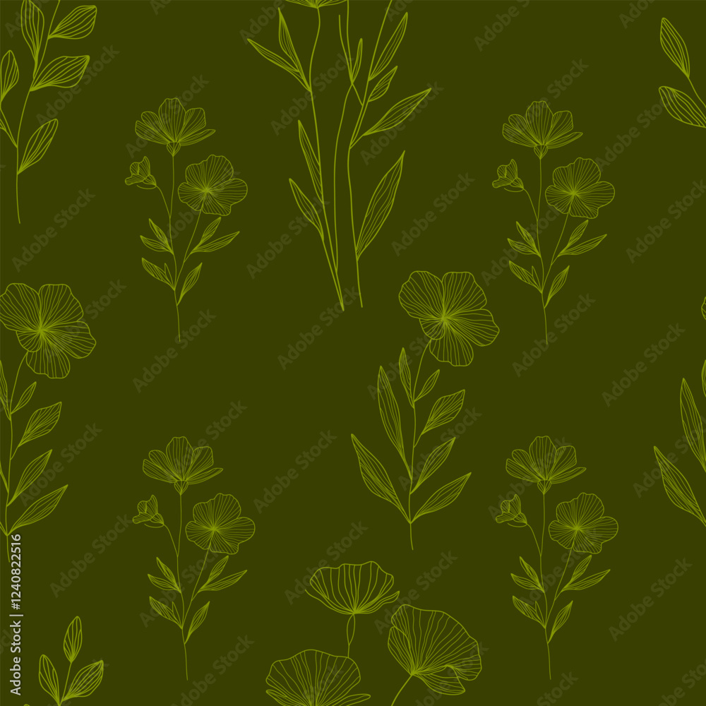Vector seamless pattern of leaves and herbs. Vector seamless pattern of leaves and herbs.