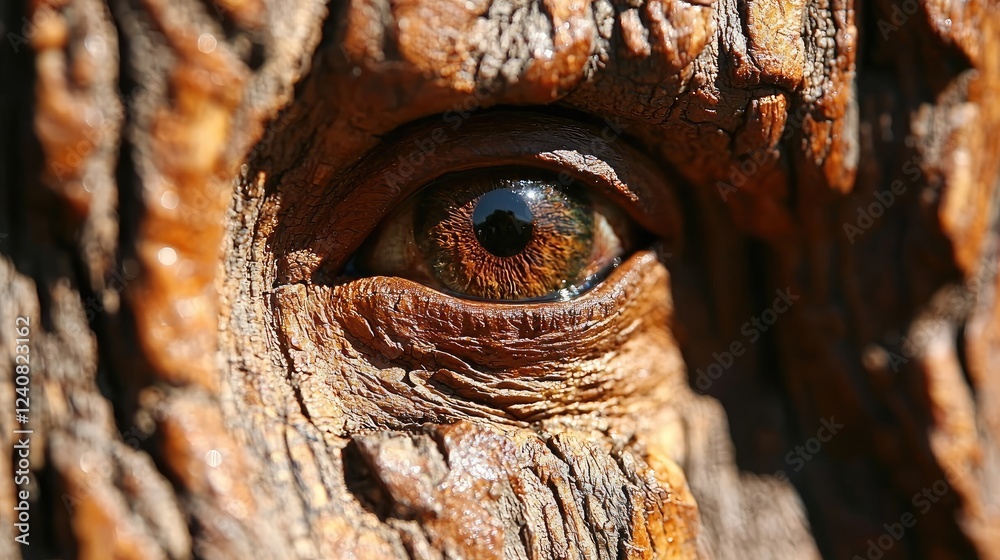 Tree bark eye close-up, nature detail, sunlight Tree bark eye close-up, nature detail, sunlight