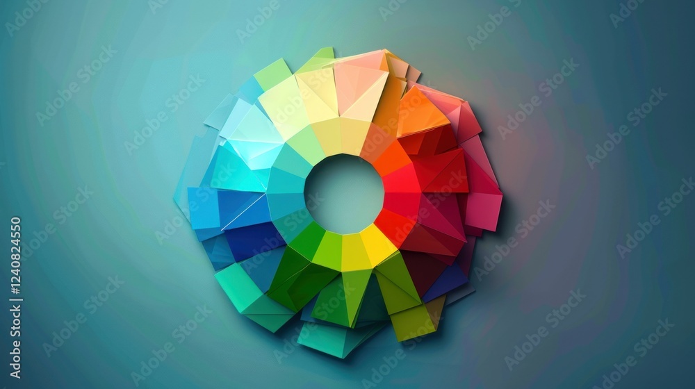 Obraz premium A geometric color wheel design with sharp, clean lines and vibrant shades.
