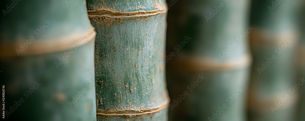 Textured Bamboo Stalks, Serenity in Nature's Design:  Green stalks stand tall, exhibiting intricate details, revealing nature's artistry.