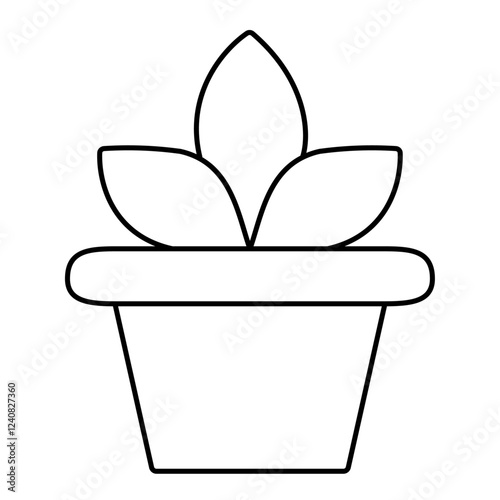 Icon of a flower pot with a plant, symbolizing home gardening, indoor nature, and plant care, commonly used in eco-friendly, botanical, and home decor designs.