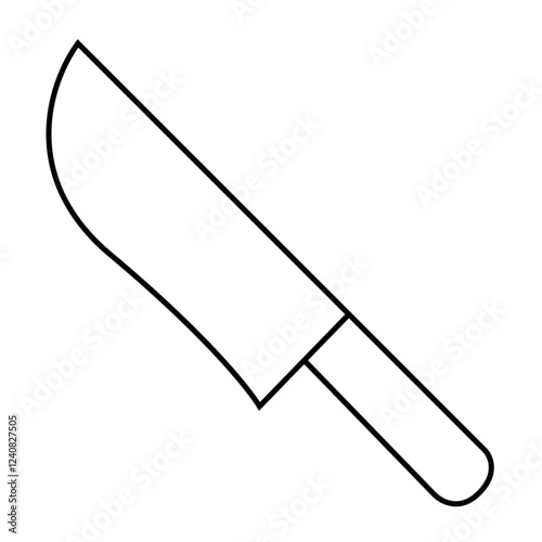 Icon of a knife with a curved blade and straight handle, representing cooking, food preparation, and kitchen tools in a simple, minimalistic design, ideal for culinary content.