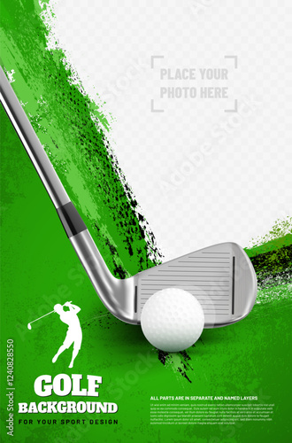 Golf tournament grungy background poster template