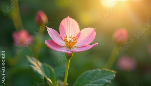 Delicate Adenophora flowers unfurl in morning light, gentle, floral, flowers photo