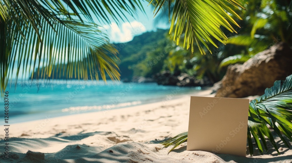 Palm Leaves with Blank Card for Tourism-themed Invitations Palm Leaves with Blank Card for Tourism-themed Invitations
