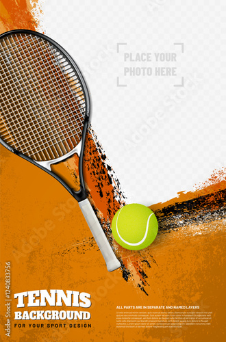 Tennis tournament grungy background poster template