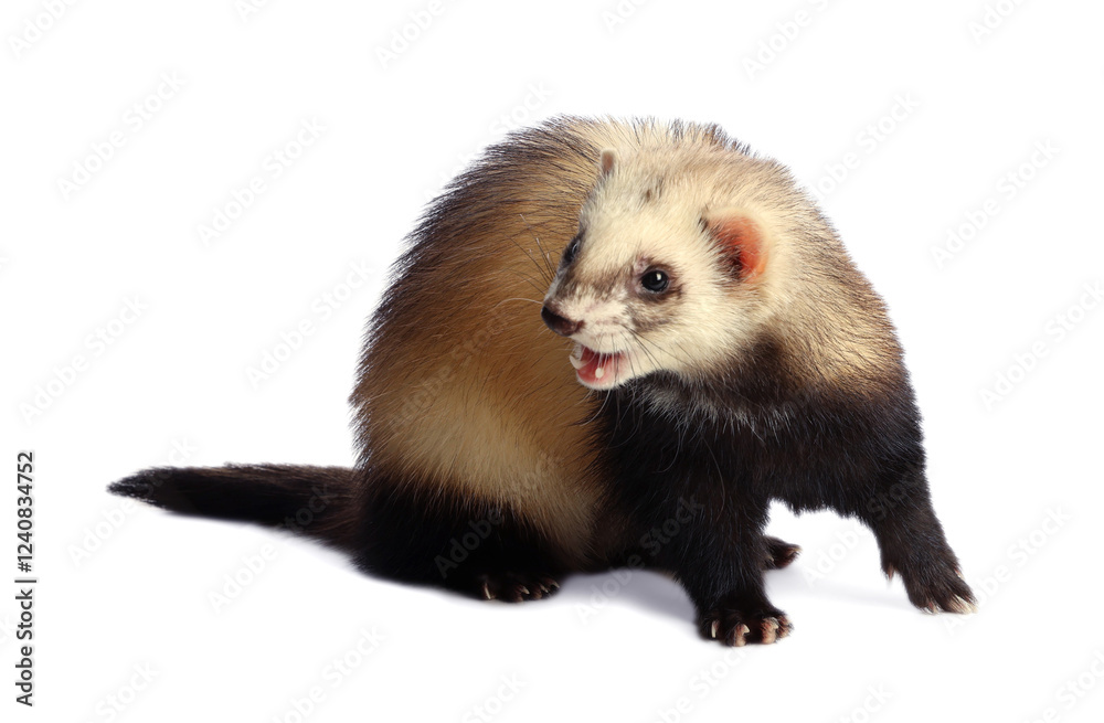 Cute ferret on white background. Domestic pet Cute ferret on white background. Domestic pet