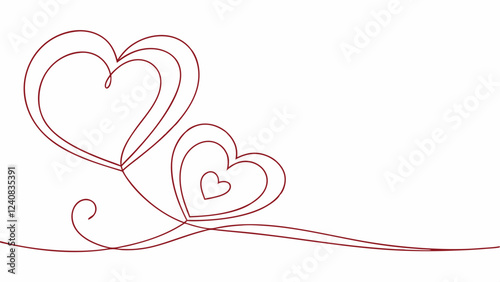 Minimalistic elegant silhouette of hearts with a replica of the space