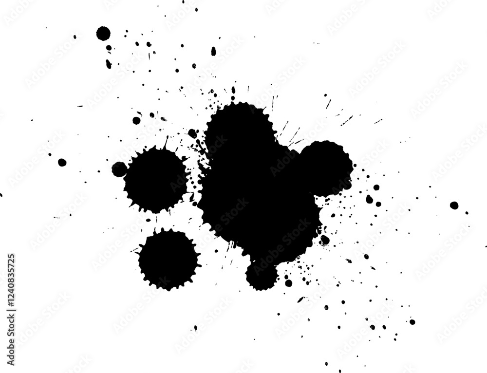 black ink brush painting dropped splatter splash artistic grunge graphic element