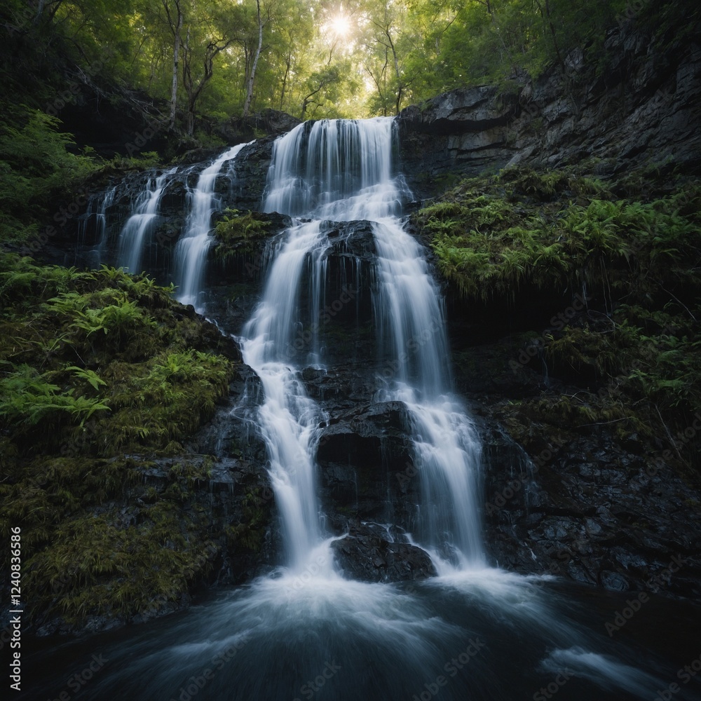 Obraz premium A waterfall cascading into an infinite loop, defying gravity.