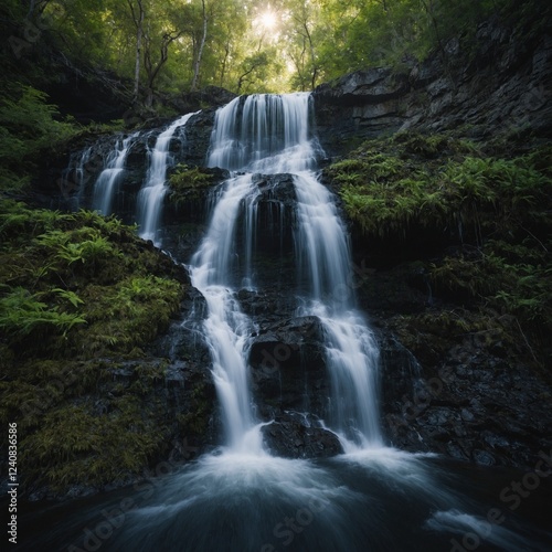 A waterfall cascading into an infinite loop, defying gravity.