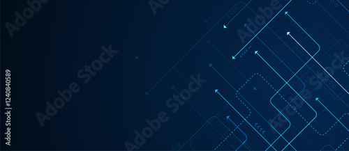 Circuit connect lines and dots. Network technology and Connection concept. Decentralized network nodes connections