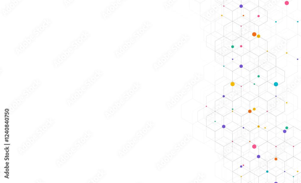 Hexagons pattern on gray background. Genetic research, molecular structure. Chemical engineering. Concept of innovation technology. Used for design healthcare, science and medicine background Hexagons pattern on gray background. Genetic research, molecular structure. Chemical engineering. Concept of innovation technology. Used for design healthcare, science and medicine background