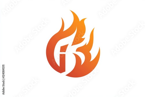 Logo design featuring flames and dynamic lettering in a modern style photo