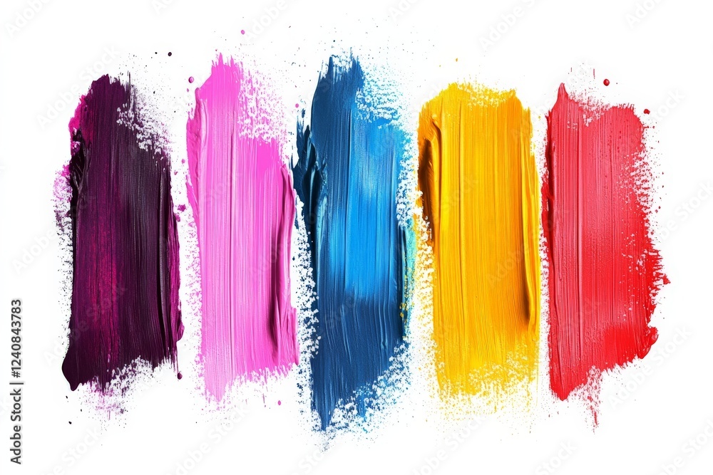 Naklejka premium Vibrant swatches of paint showcase artistic potential in a creative workspace environment