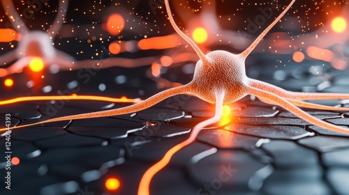 Detailed view of a neuron's intricate structure. photo