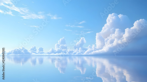 A pastel blue skyline with soft clouds, gentle winds, and a peaceful horizon.