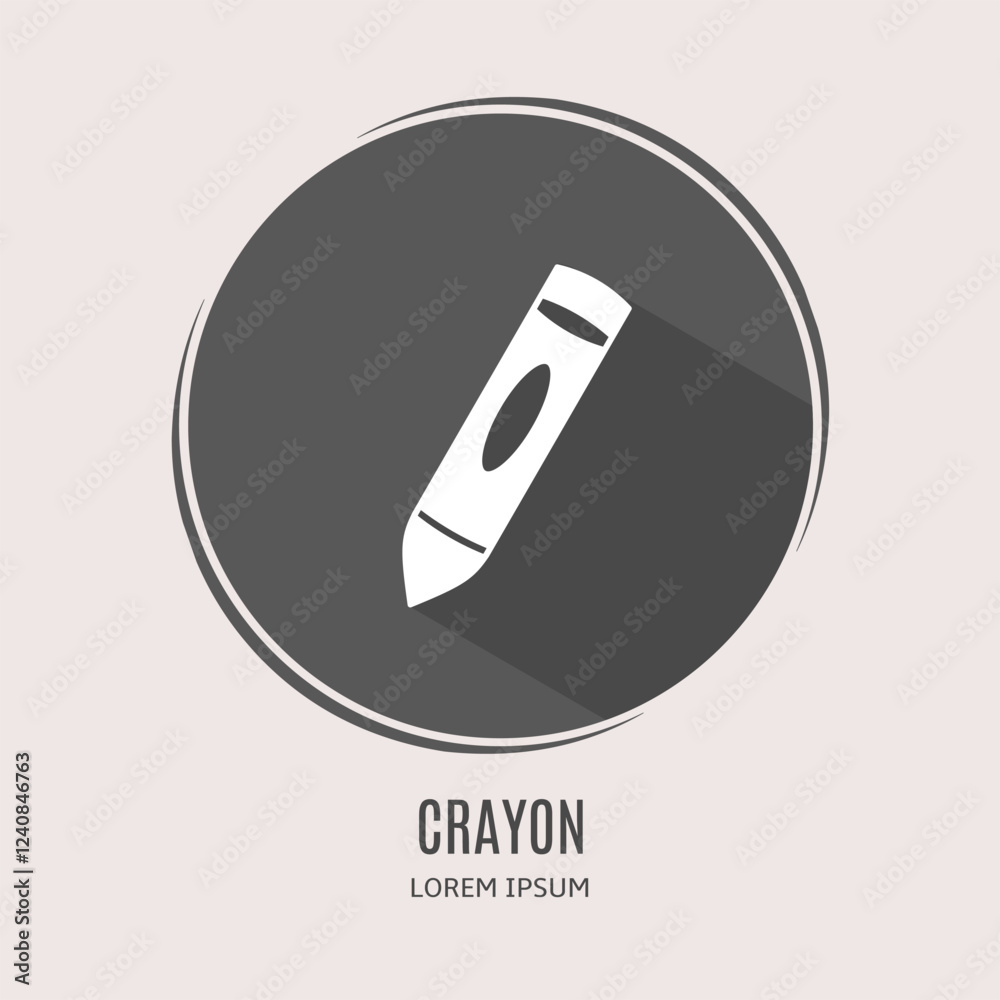 Symbol crayon logo. Illustration of crayon in flat. Stock vector. Symbol crayon logo. Illustration of crayon in flat. Stock vector.