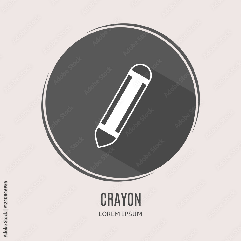 Symbol crayon logo. Illustration of crayon in flat. Stock vector. Symbol crayon logo. Illustration of crayon in flat. Stock vector.