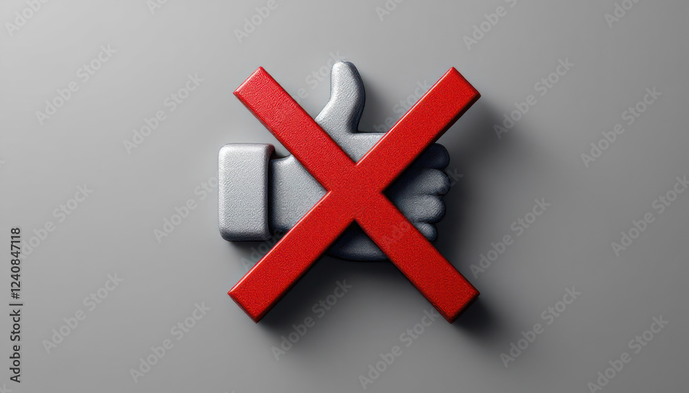 Obraz premium Red Cross Over Silver Thumbs Up Symbol