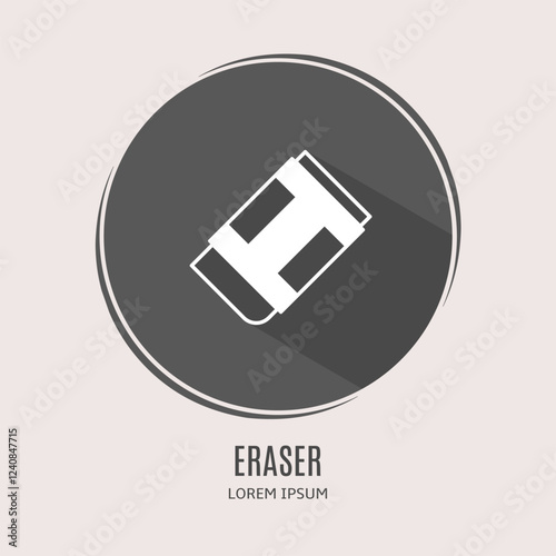 Symbol eraser logo. Illustration of eraser in flat. Stock vector.