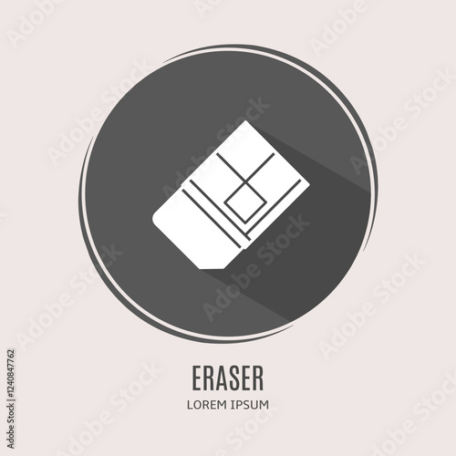 Symbol eraser logo. Illustration of eraser in flat. Stock vector.
