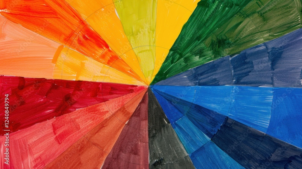 Obraz premium A kids' color wheel with large, bold color segments and a friendly, hand-drawn style.