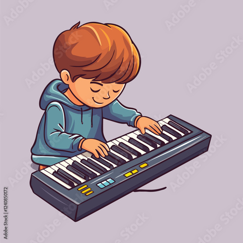 Cute Music Arranger Composing Harmonies vector illustration 