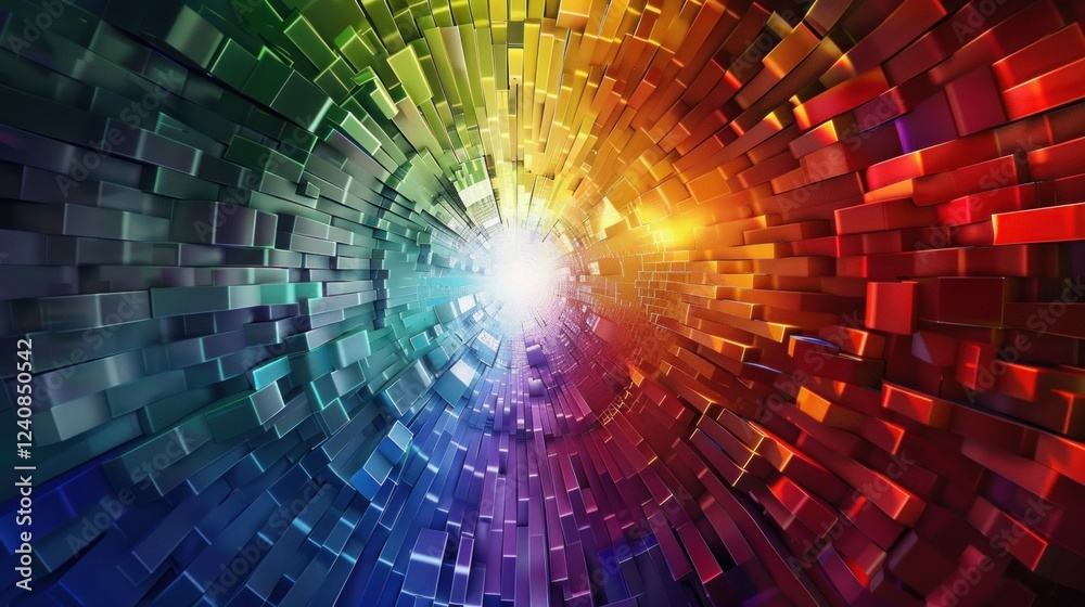 Obraz premium A computer-generated color wheel with pixelated color sections representing a tech-inspired design.