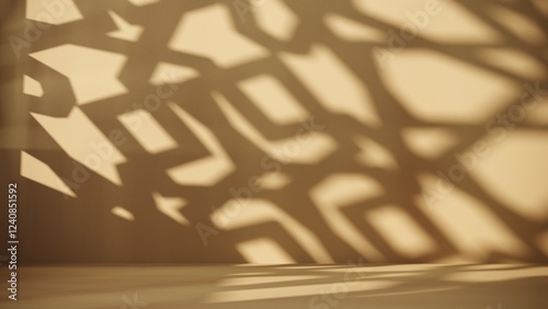 Fotografie 3d render elegant shadow pattern cast by Islamic geometric decor