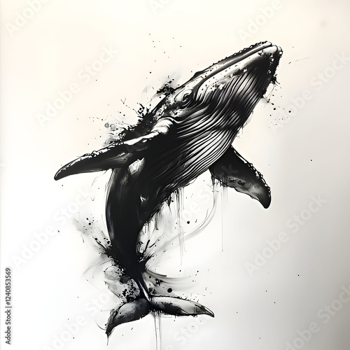 Artistic representation of a whale showcasing generative AI techniques in modern design. Generative AI photo