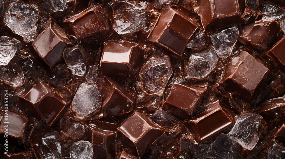 Close up shot of sweet delicious dark chocolate bar stack and ices . dessert concept. Snack background.
Close up shot of sweet delicious dark chocolate bar stack and ices . dessert concept. Snack background.