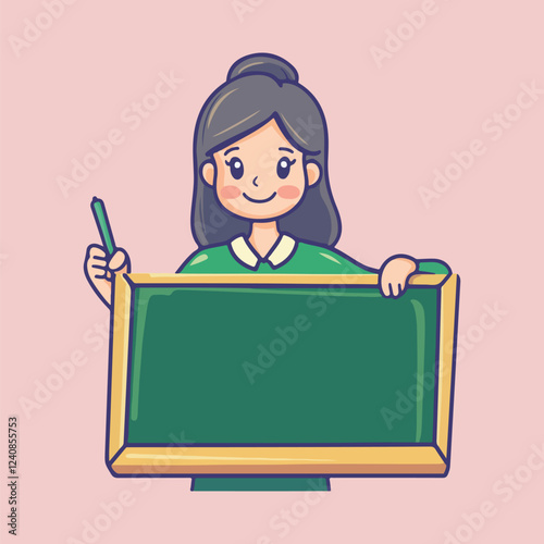 Female teacher in cartoon character vector illustration 