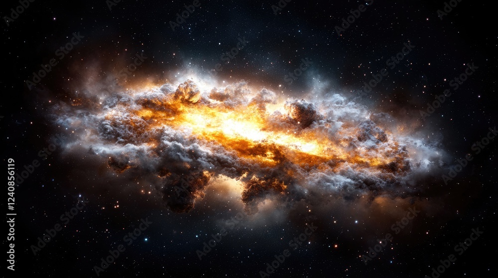 Fototapeta premium Cosmic cloud nebula, stellar explosion, space background, astronomy