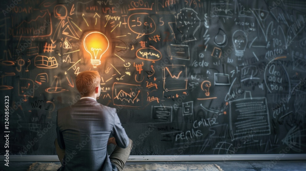 Businessman having a conceptual idea in a meeting room. Businessman having a conceptual idea in a meeting room.