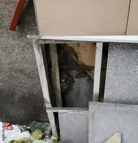 Damage to the house cladding