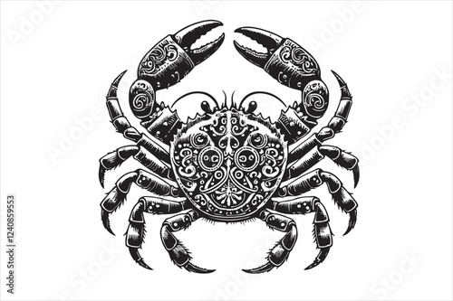 Intricate Steampunk Styled Illustration of a Crab with Elaborate Details