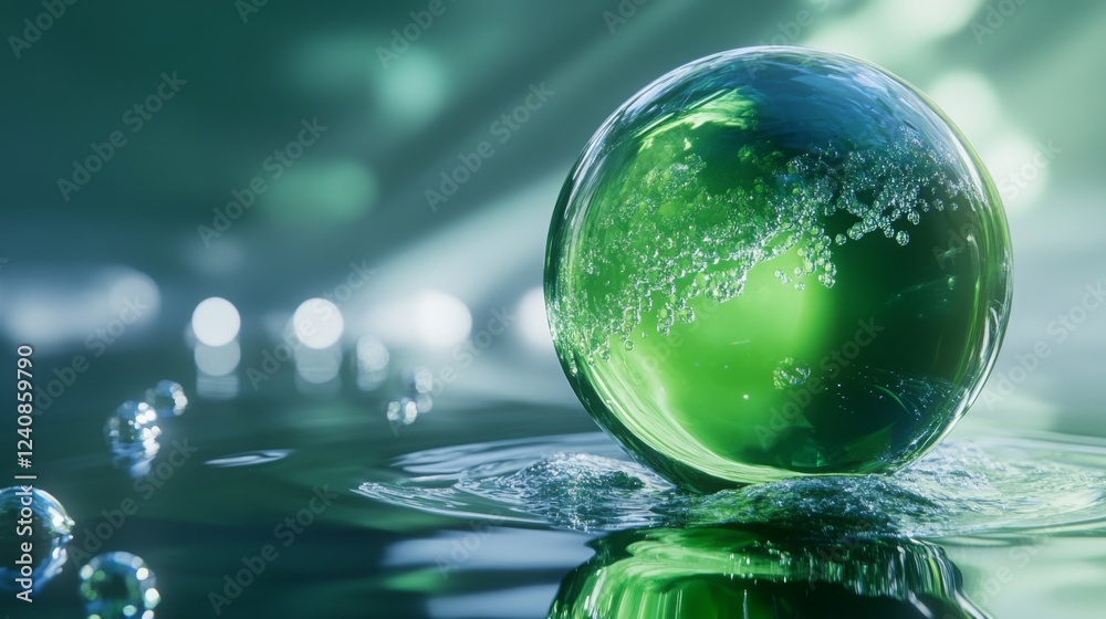 Emerald Orb Reflecting Serene Waterscape Emerald Orb Reflecting Serene Waterscape